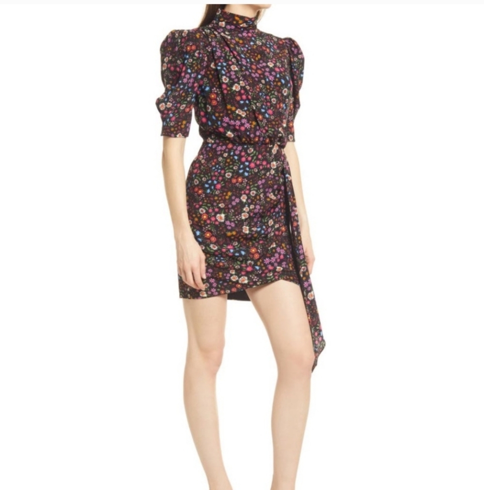 Saylor Vivienne Draped Floral Print Mini Dress